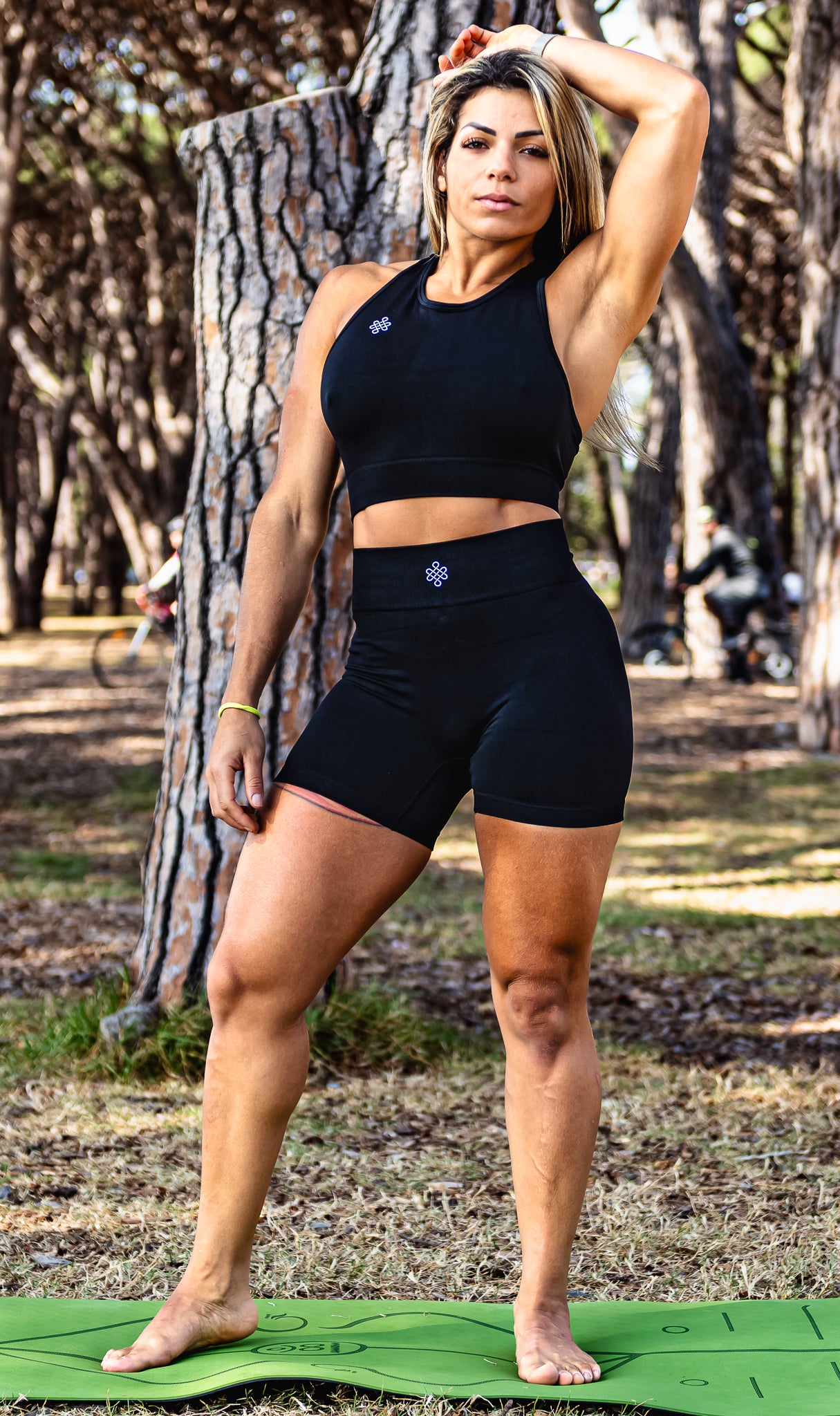 2 Piece Gym set with High Waist Biker Shorts and Tank Top